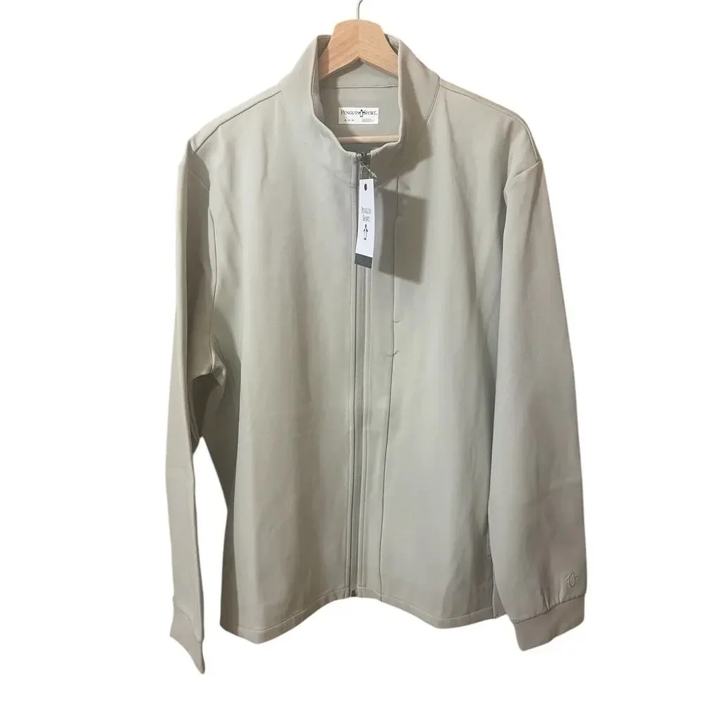 Original Penguin Neutral Beige Sport Lightweight Full Zip Jacket Size Large‎ NWT